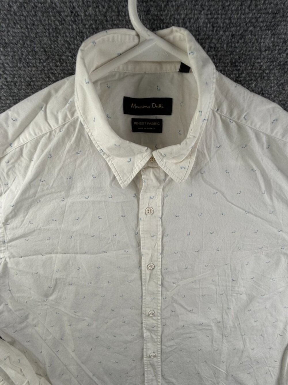 Massimo Dutti Men White Long Sleeve Button Up Shirt Large Cotton Floral Berry